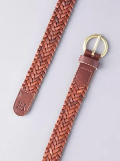 Lakeland Leather Waverton Woven Belt Tan Outlet