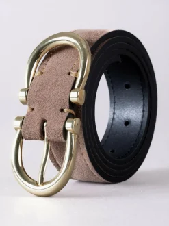 Lakeland Leather Bowness Dual Buckle Suede Belt Taupe New