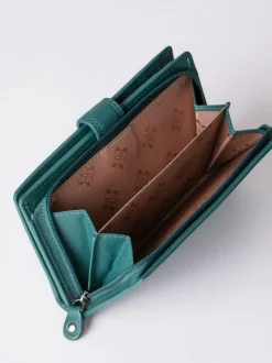 Lakeland Leather Teal Green Medium Tab Purse Discount