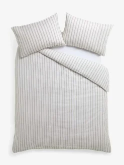 Laura Ashley Green Henley Stripe 100% Cotton Duvet Cover and Pillowcase Set Outlet