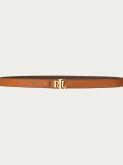 Lauren Ralph Lauren 1.9cm Skinny Logo Reversible Pebbled Leather Belt Lauren Tan/Dark Brown Sale