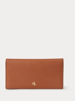 Lauren Ralph Lauren Crosshatch Leather Slim Wallet Lauren Tan Outlet
