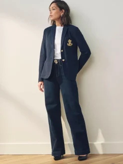 Lauren Ralph Lauren Lauren Navy Anfisa Bullion Jacquard Blazer Hot