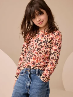 Next Leopard Long Sleeve Ribbed Top (3-16yrs) Best