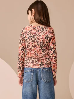 Next Leopard Long Sleeve Ribbed Top (3-16yrs) Best