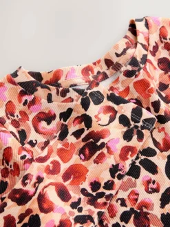 Next Leopard Long Sleeve Ribbed Top (3-16yrs) Best