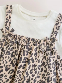 Next Baby Jersey Dungarees and Bodysuits Set 2 Piece (0mths-3yrs) Leopard Print Sale