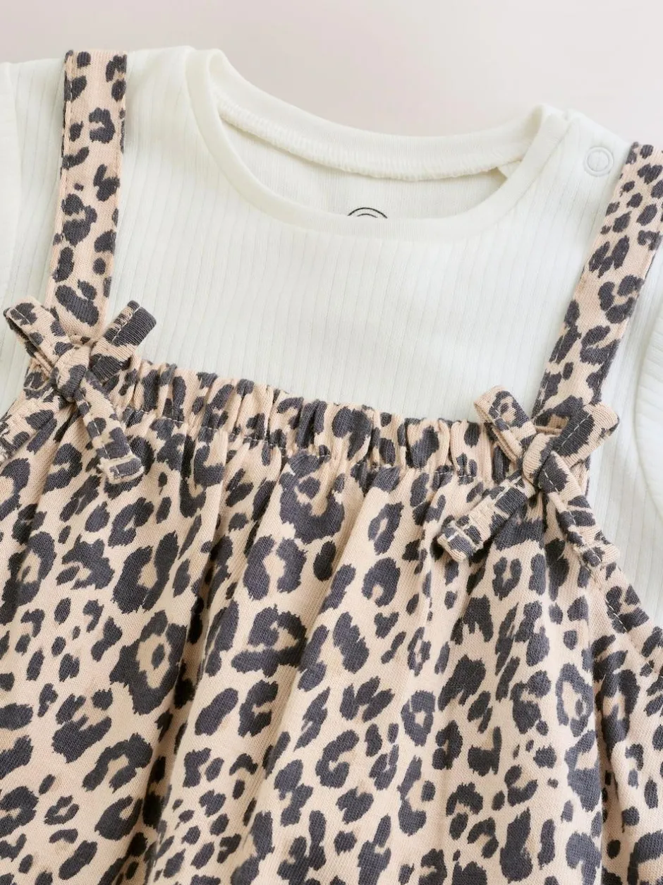 Next Baby Jersey Dungarees and Bodysuits Set 2 Piece (0mths-3yrs) Leopard Print Sale