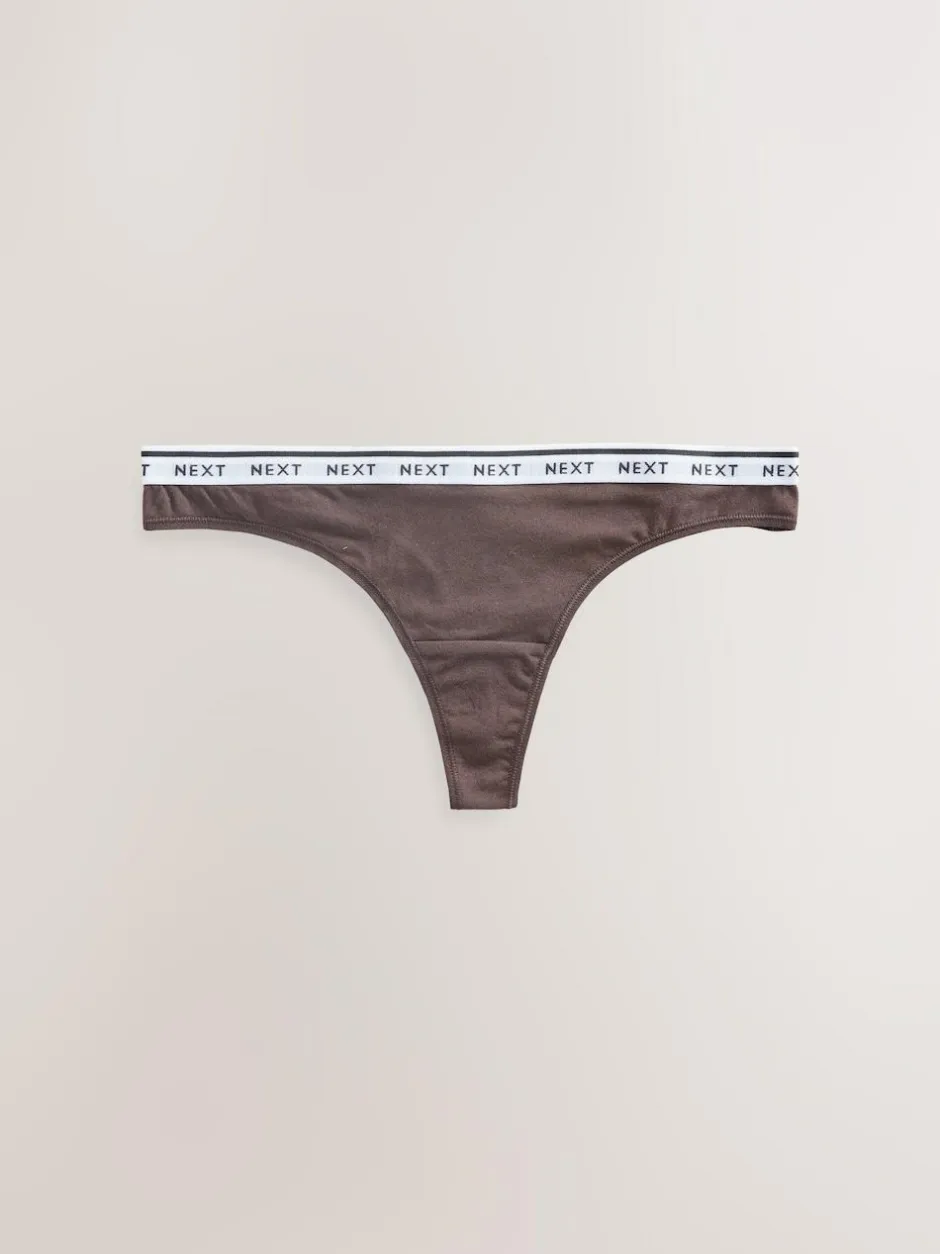 Next Thong Cotton Logo Knickers 4 Pack Leopard Print New
