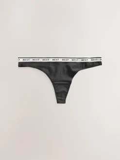 Next Thong Cotton Logo Knickers 4 Pack Leopard Print New