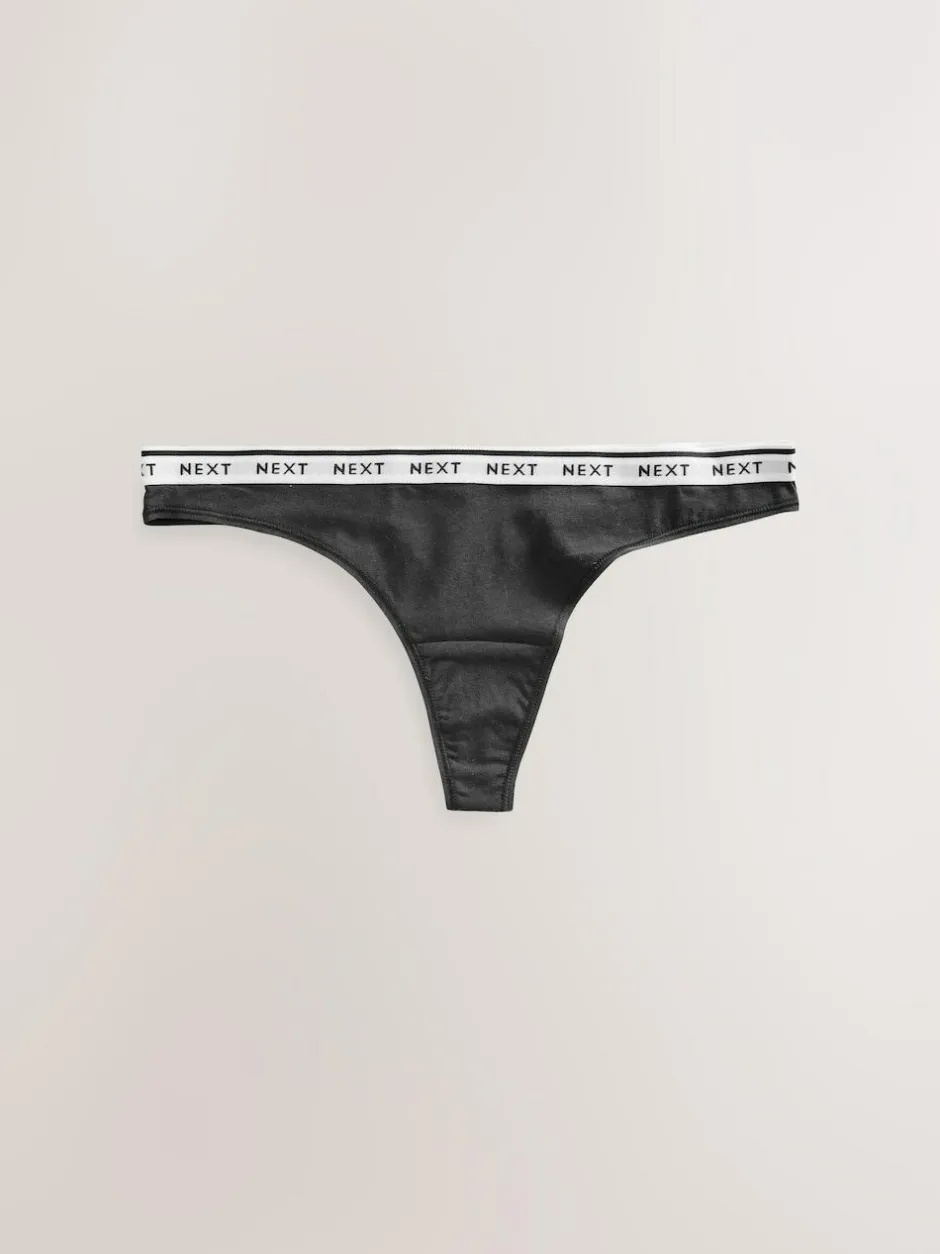 Next Thong Cotton Logo Knickers 4 Pack Leopard Print New