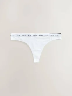 Next Thong Cotton Logo Knickers 4 Pack Leopard Print New