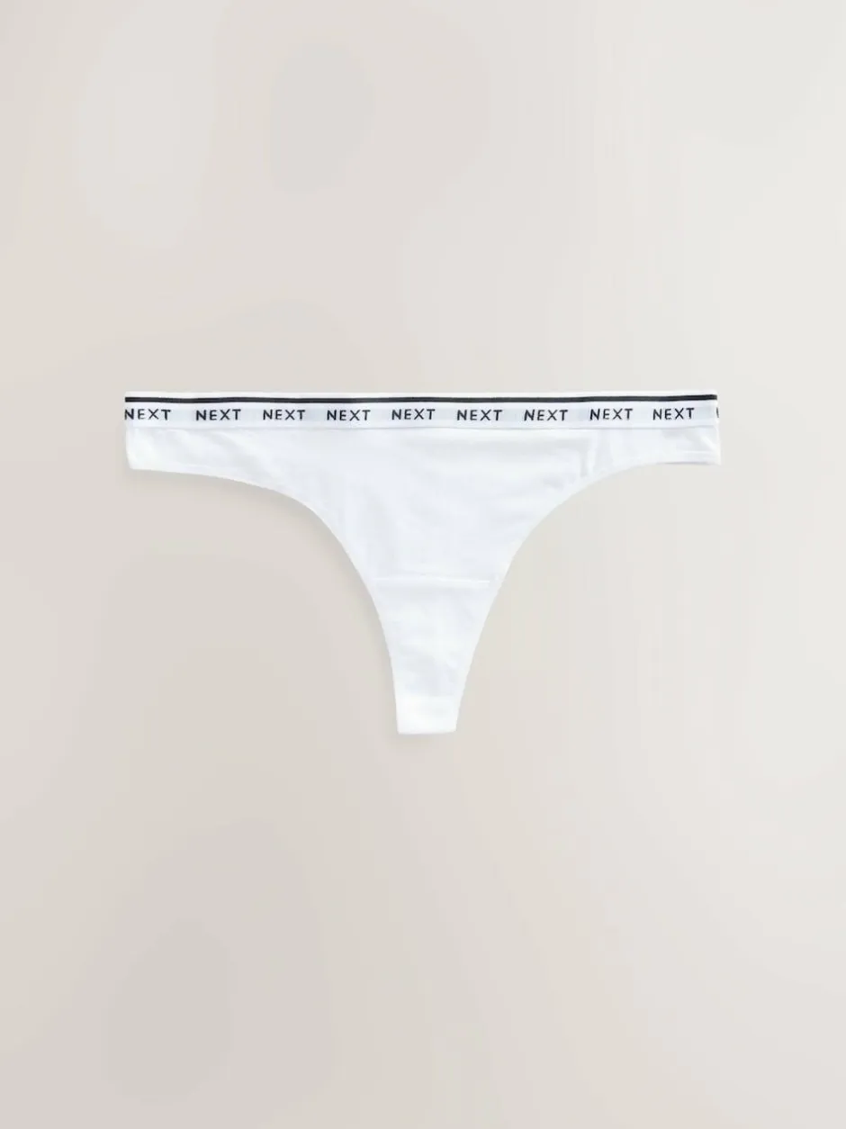 Next Thong Cotton Logo Knickers 4 Pack Leopard Print New