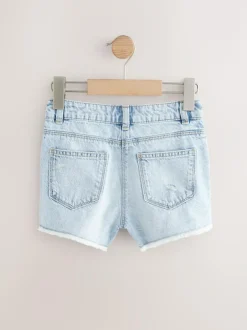 Next 100% Cotton Frayed Edge Distressed Shorts (3-16yrs) Light Blue Best