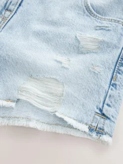 Next 100% Cotton Frayed Edge Distressed Shorts (3-16yrs) Light Blue Best