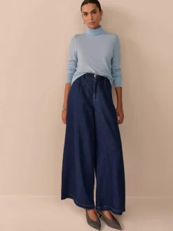 Next 100% Merino Wool N.Premium Roll Neck Jumper Light Blue