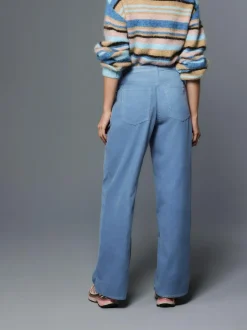 Next Cord Wide Leg Trousers Light Blue