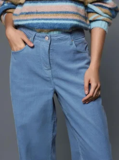 Next Cord Wide Leg Trousers Light Blue