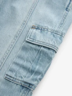 Next Wide Leg Cargo Jeans (3-16yrs) Light Blue Denim Outlet