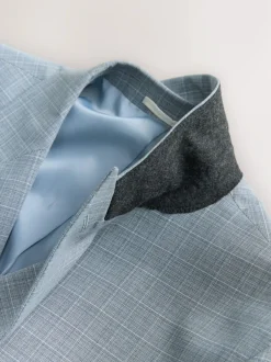 Next Light Blue Double Breasted Check Suit Jacket Best