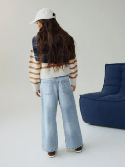 Next Extra Wide Leg Jeans (6-16yrs) Light Blue