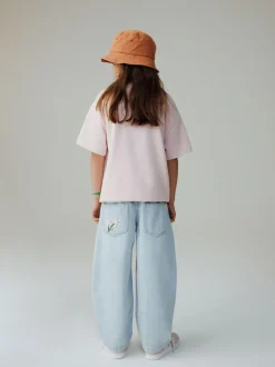 Next Light Blue Floral Embroidered Barrel Jeans (3-16yrs)