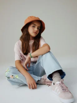 Next Light Blue Floral Embroidered Barrel Jeans (3-16yrs)