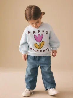 Next Light Blue Happy Moments Crew Neck Sweatshirt (3mths-7yrs) Outlet