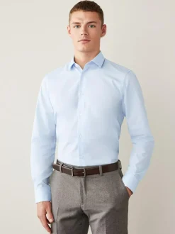 Next Light Blue Regular Fit Easy Care Single Cuff Smart Shirt Hot