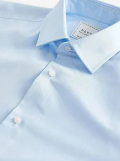 Next Regular Fit Easy Care Double Cuff Smart Shirt Light Blue Clearance