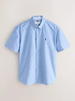 Next Light Blue Regular Fit Short Sleeve Oxford Shirt Sale