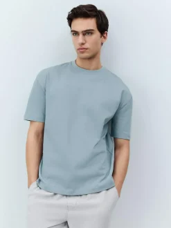 Next Light Blue Relaxed Fit Heavyweight T-Shirt Online