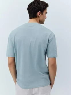 Next Light Blue Relaxed Fit Heavyweight T-Shirt Online