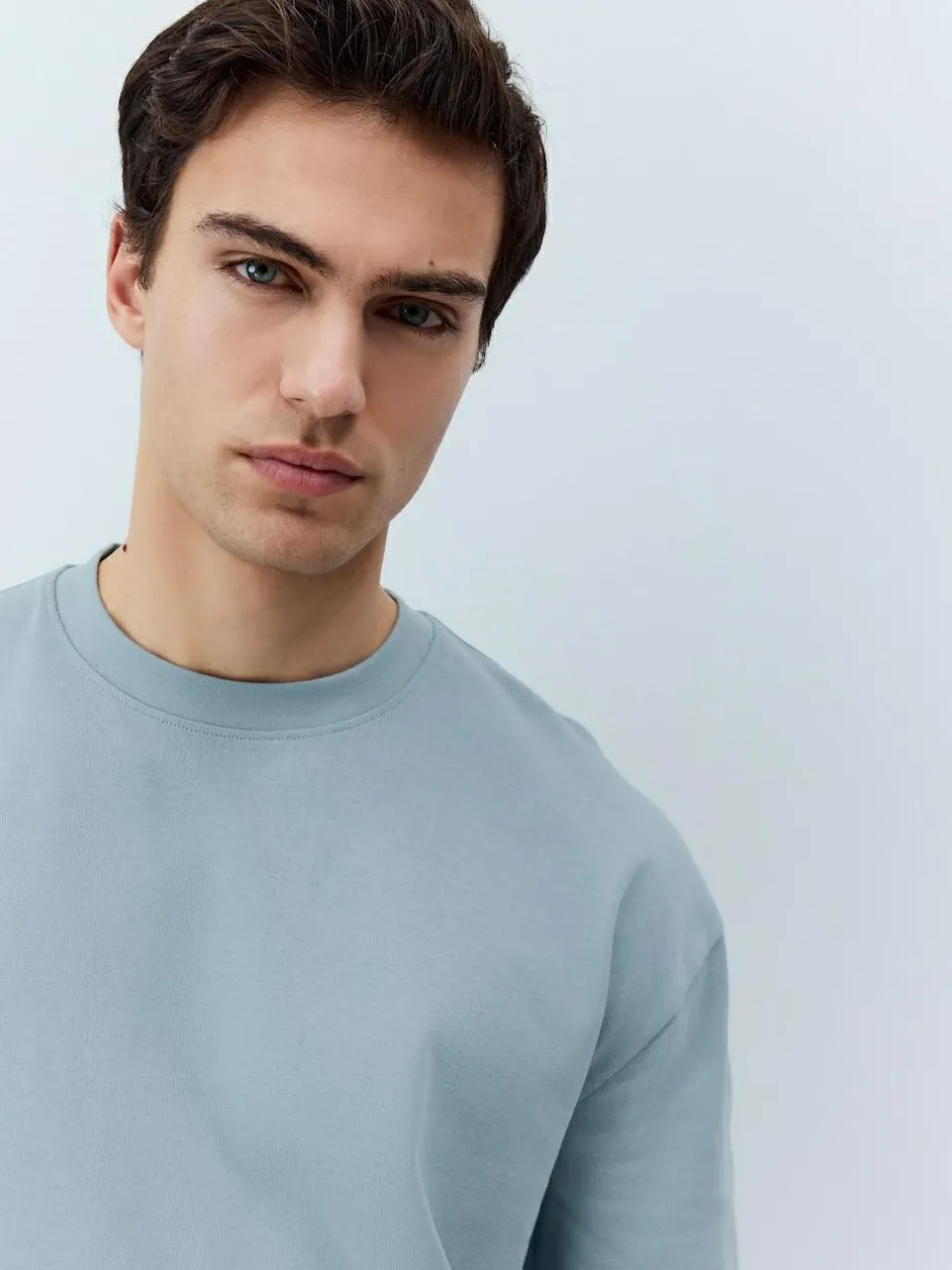 Next Light Blue Relaxed Fit Heavyweight T-Shirt Online
