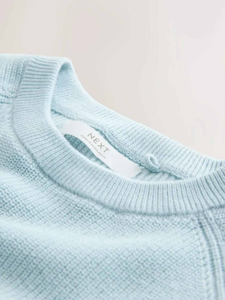 Next Light Blue Without Stag Cotton Crew Neck Knitted Jumper (3-16yrs) Online