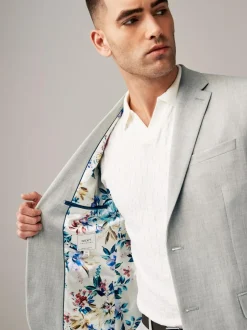 Next Regular Fit Motionflex Stretch Suit Jacket Light Grey