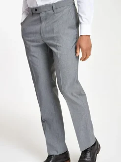 Next Light Grey Regular Fit Stretch Smart Trousers