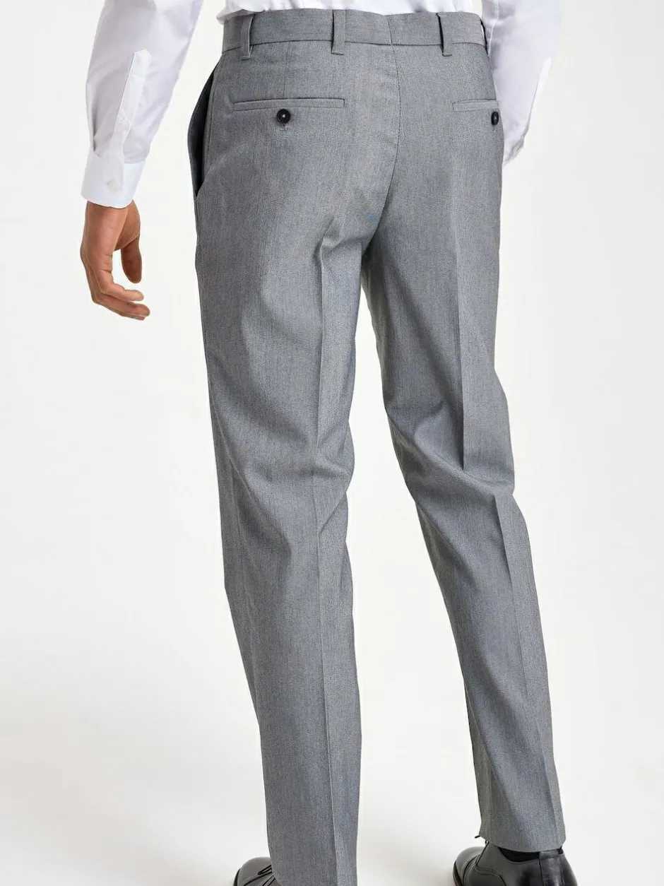 Next Light Grey Regular Fit Stretch Smart Trousers
