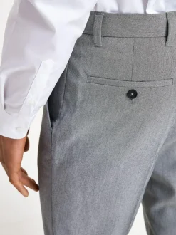 Next Light Grey Regular Fit Stretch Smart Trousers