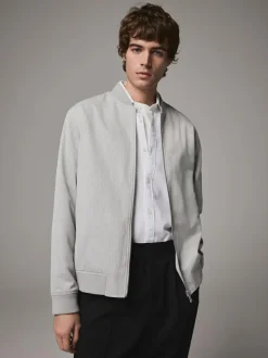 Next Light Grey Smart Bomber Jacket New