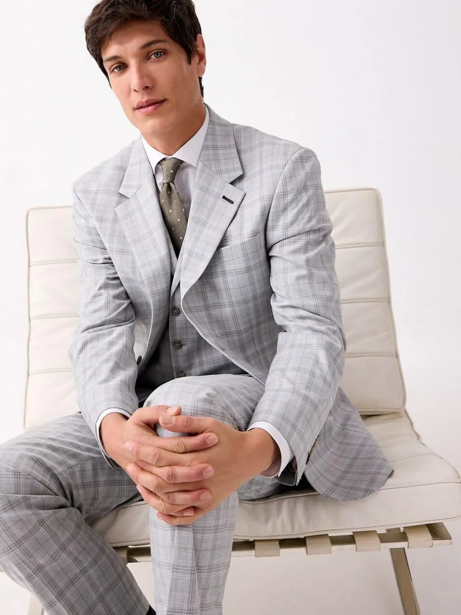 Next Light Grey Tailored Fit Check Suit Jacket Online