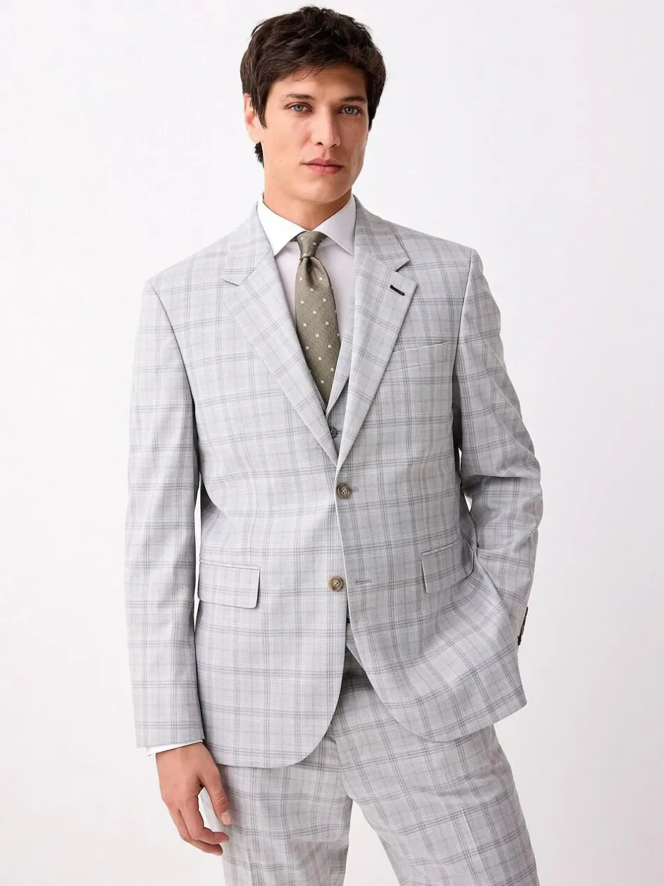 Next Light Grey Tailored Fit Check Suit Jacket Online