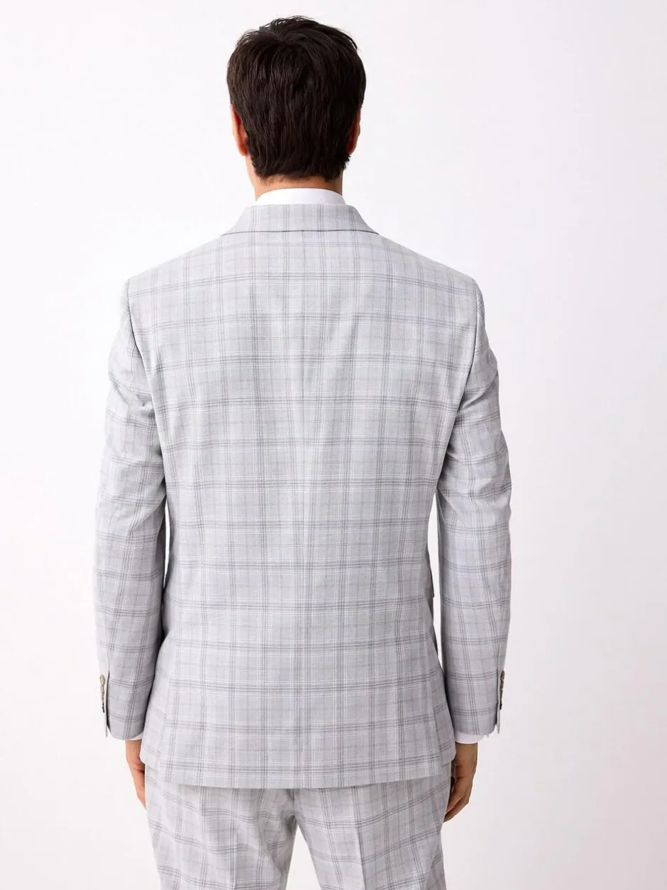 Next Light Grey Tailored Fit Check Suit Jacket Online