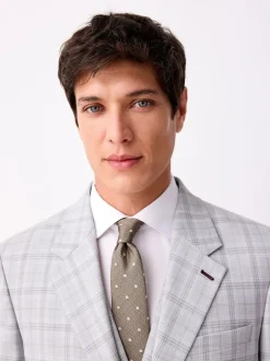 Next Light Grey Tailored Fit Check Suit Jacket Online