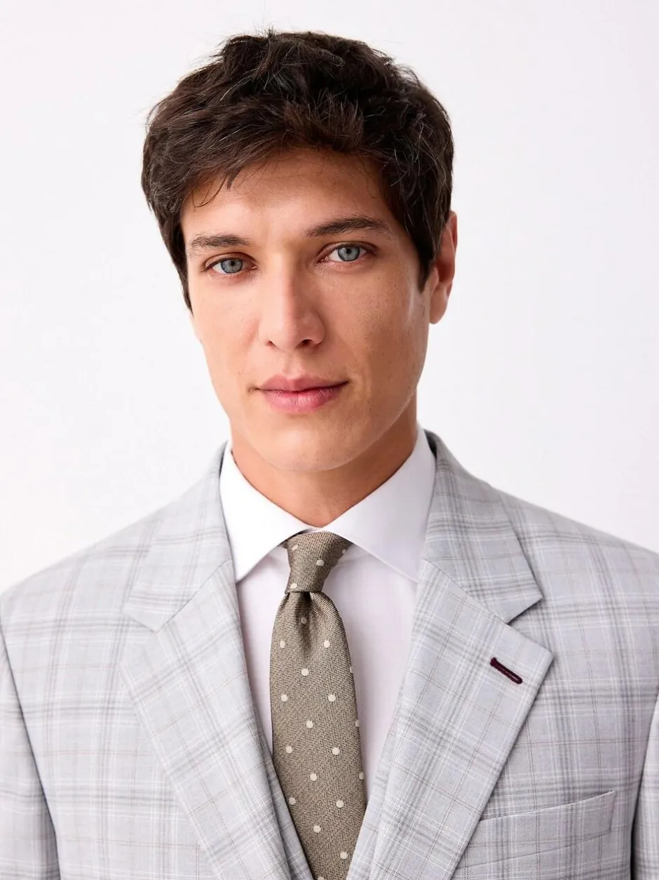 Next Light Grey Tailored Fit Check Suit Jacket Online