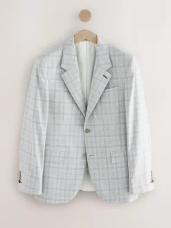 Next Light Grey Tailored Fit Check Suit Jacket Online