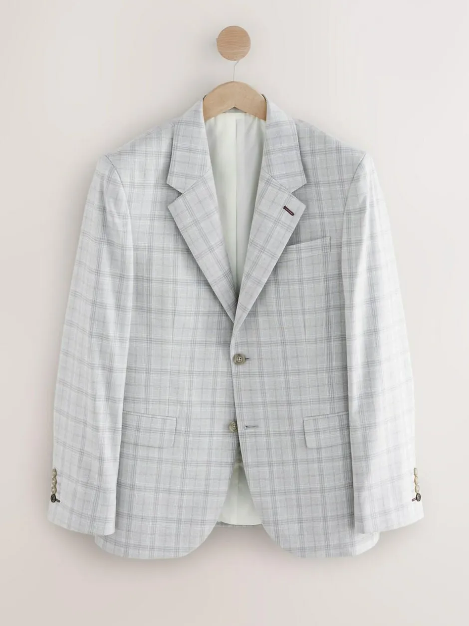 Next Light Grey Tailored Fit Check Suit Jacket Online
