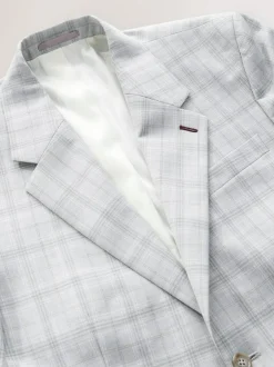 Next Light Grey Tailored Fit Check Suit Jacket Online