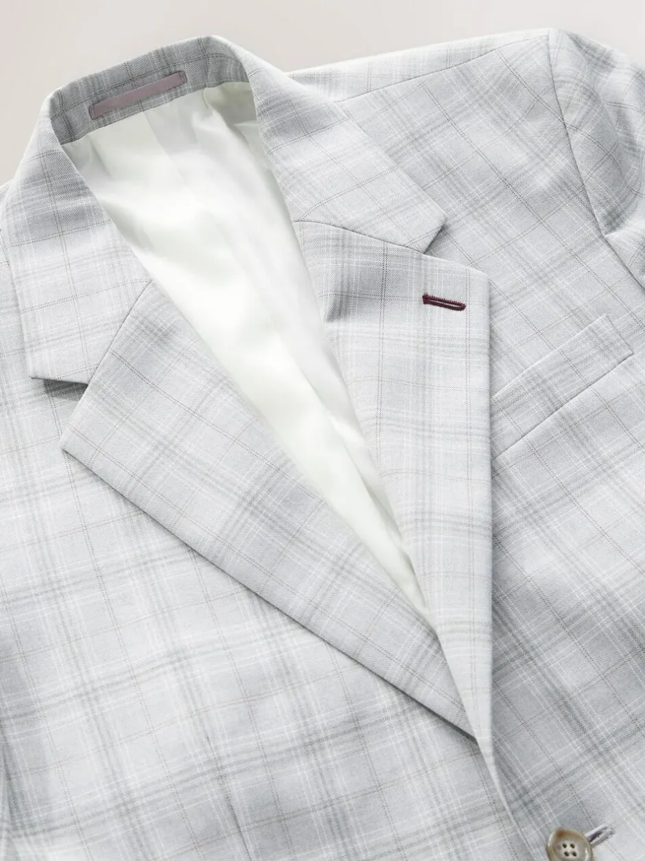 Next Light Grey Tailored Fit Check Suit Jacket Online