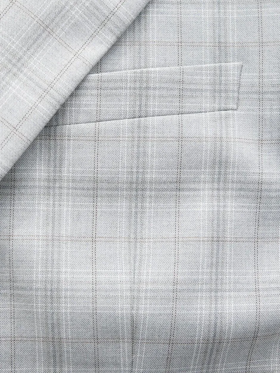 Next Light Grey Tailored Fit Check Suit Jacket Online